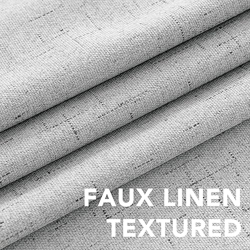 Miniatura 4 de H.VERSAILTEX Cortinas 100% opacas con aislamiento térmico, texturizadas, de lino, bloqueo completo de calor y luz, para sala de estar y dormitorio,