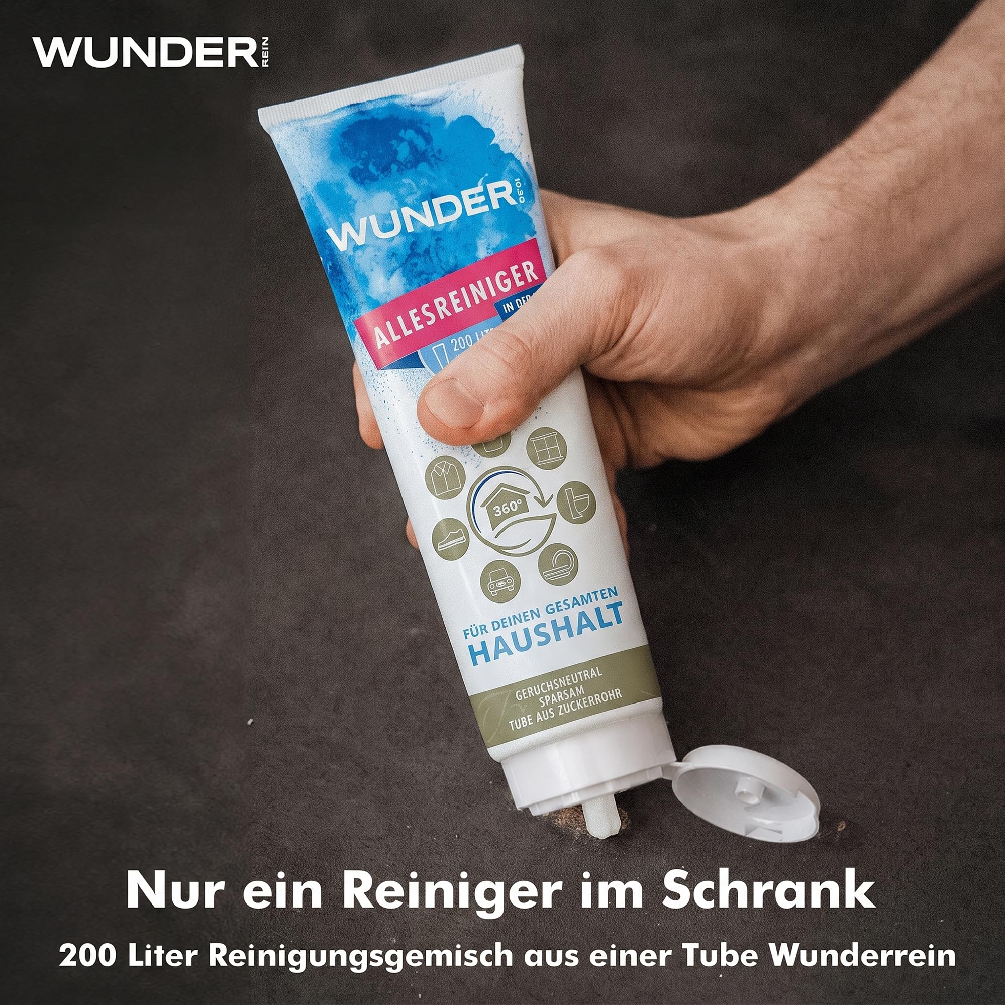 Allzweckreiniger, bis zu 200 Liter kraftvolle Reinigungslösung, Geruchsfrei Reinigungsset, Universalreinigung Putzmittel, (3x Wunderrein, 2x Steine, 2x Zauberradierer, 1x Handbürste)