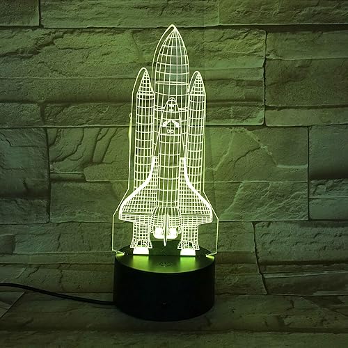 SUKUDO Lámpara 3D de cohete de luz nocturna, mesa de noche, 16 colores cambiantes, lámpara de ambiente con cable USB para decoración de dormitorio