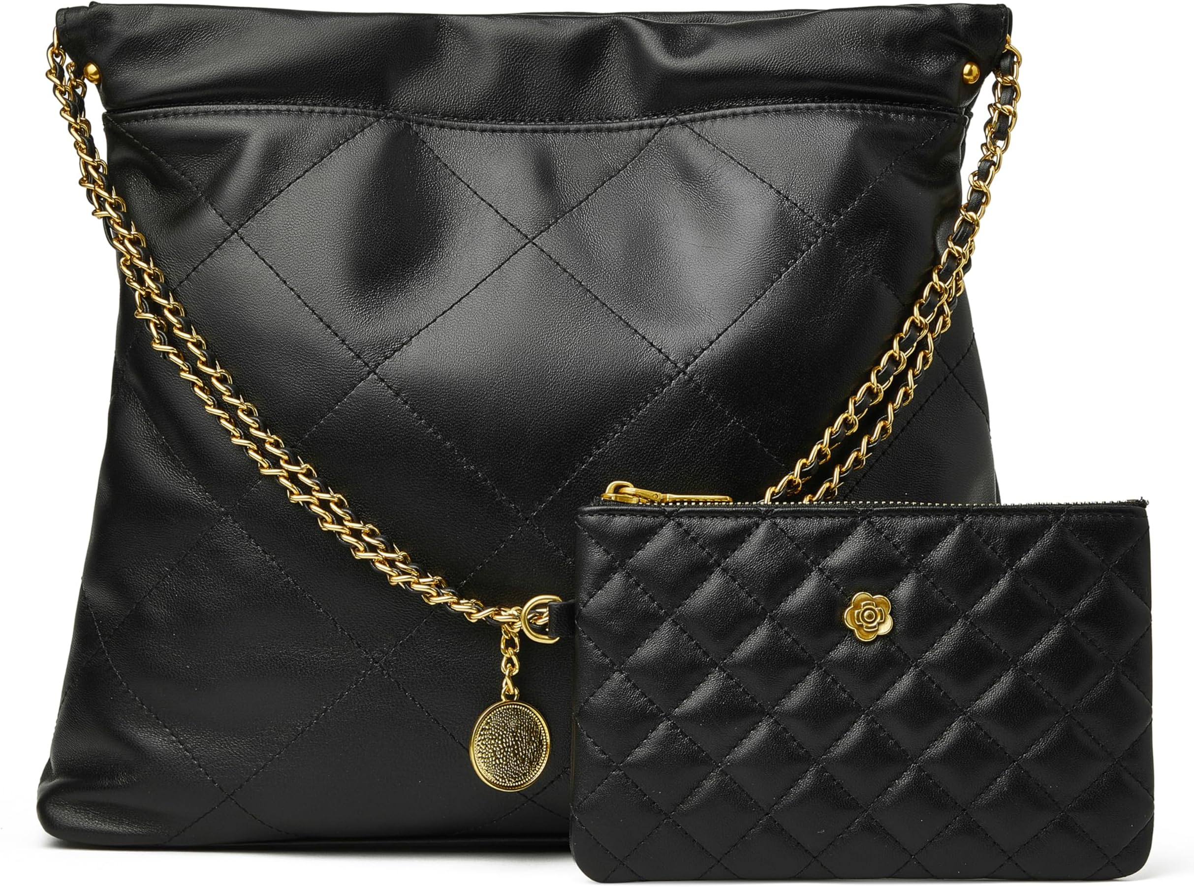 DORIS&JACKY Quilted Tote Bag Set For Women Soft Lambskin Shoulder Purse And Large Leather Work Handbag With 1 Small Clutch