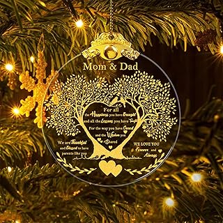Anniversary Ornament Gift for Mom and Dad Wedding, Mom and Dad Anniversary Ornament, Moms and Dads Christmas Glass Ornaments Gift for Couple Husband Wife Married Parents Grandparents 3"