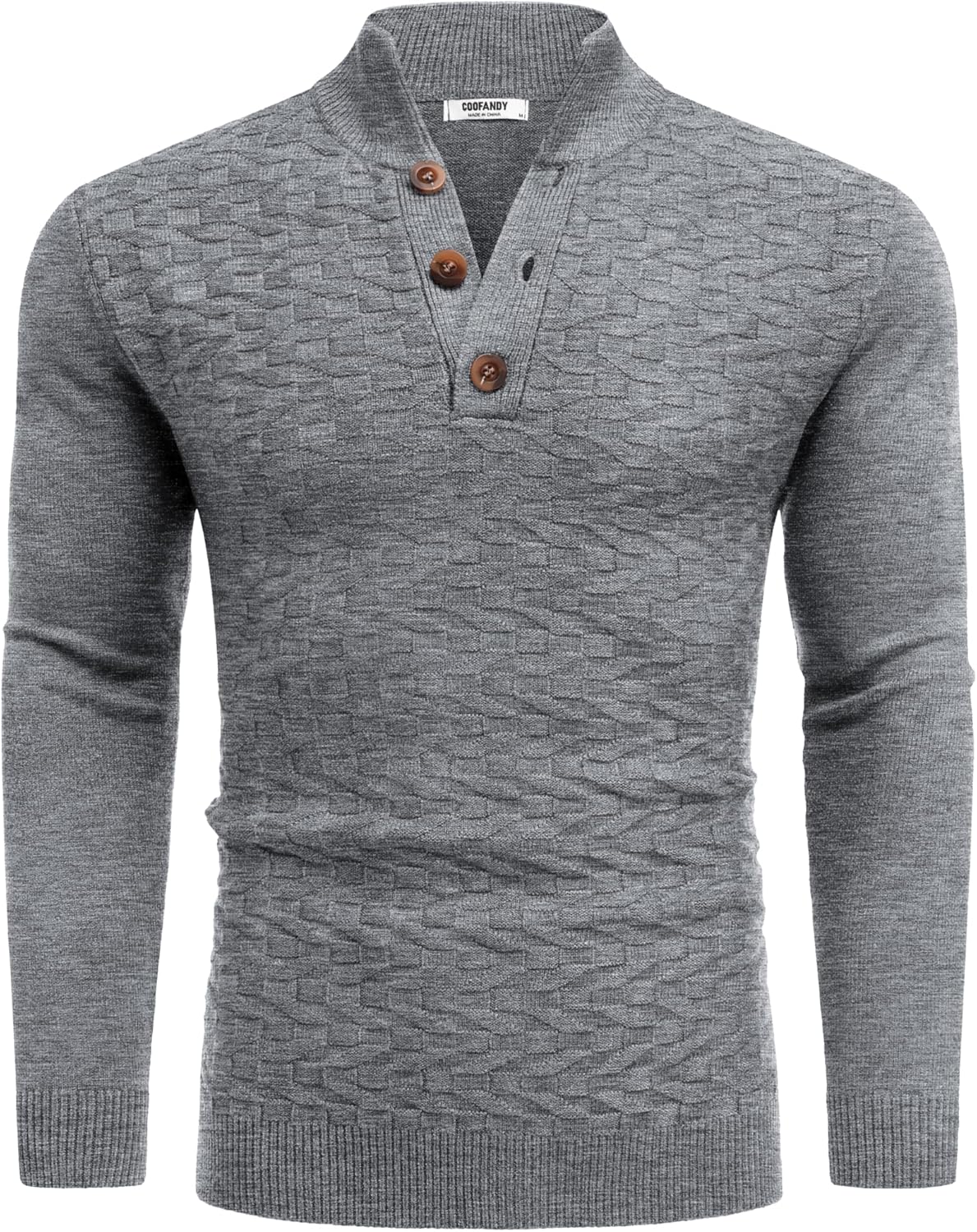COOFANDY Men Mock Neck Button Sweater Casual Knitted Sweaters Fashion Henley Sweater - Image 6