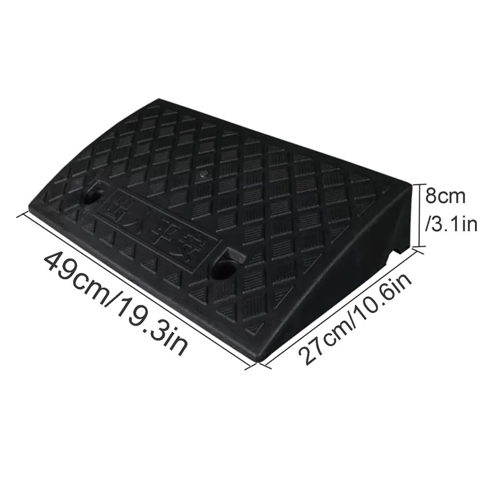 Negro,49x27x10 cm,Rampa Portátil De Plástico Ligero para Bordillos,Rampa De Plástico De Alto Rendimiento para Remolques De Coches,Camiones,Motocicletas, Sillas De Ruedas,1 Unidad
