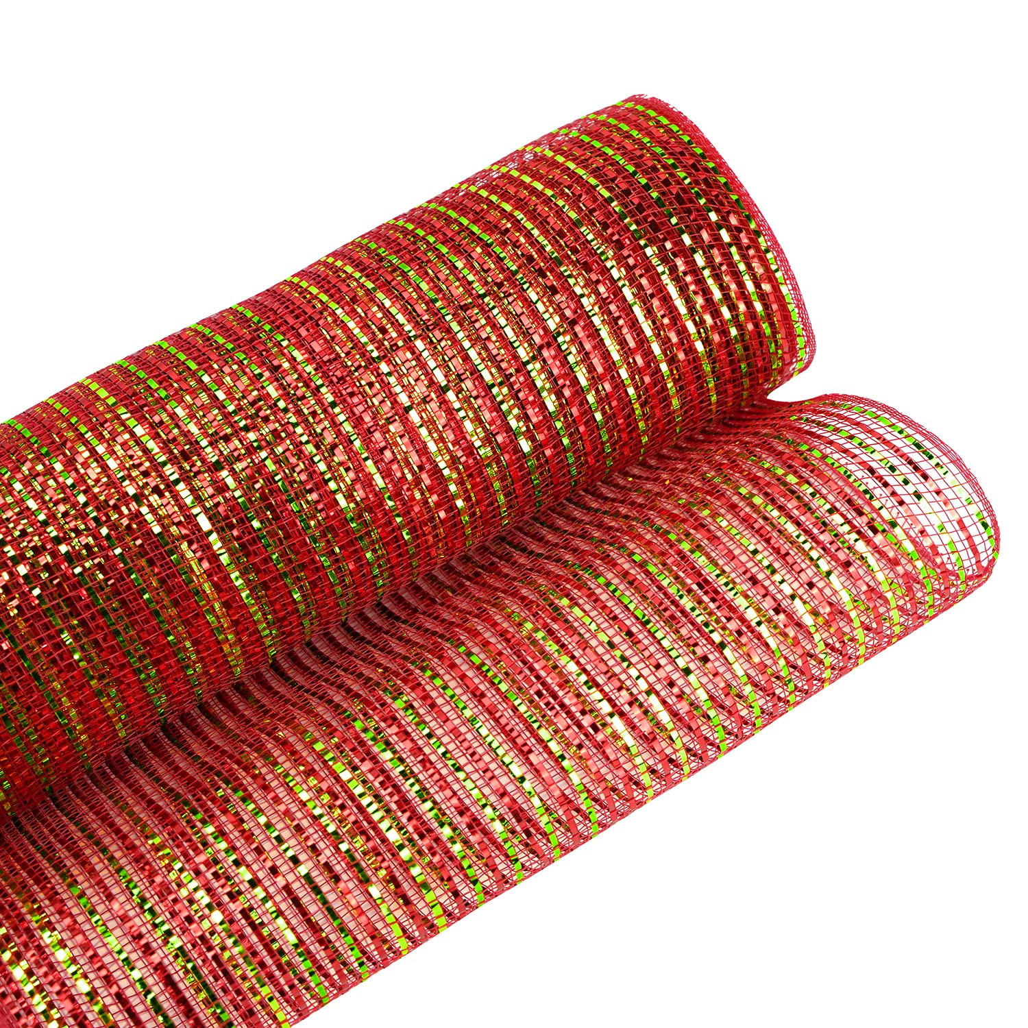 Deco Mesh MEEDEE Red And Gold Mesh Ribbon 10 Inch Rolls Metallic Red ...