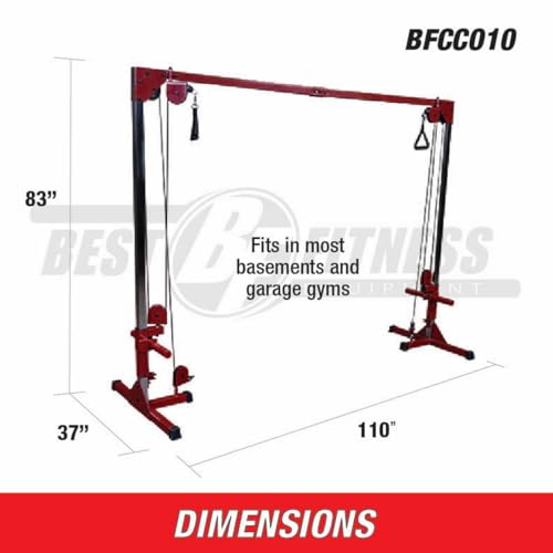 Best Fitness (BFCCO10) Cable Crossover Exercise Machine, 2" Olympic Sized Weight Carriage Dual Pulley Cable Machine for Strength Training, Red - Image 3