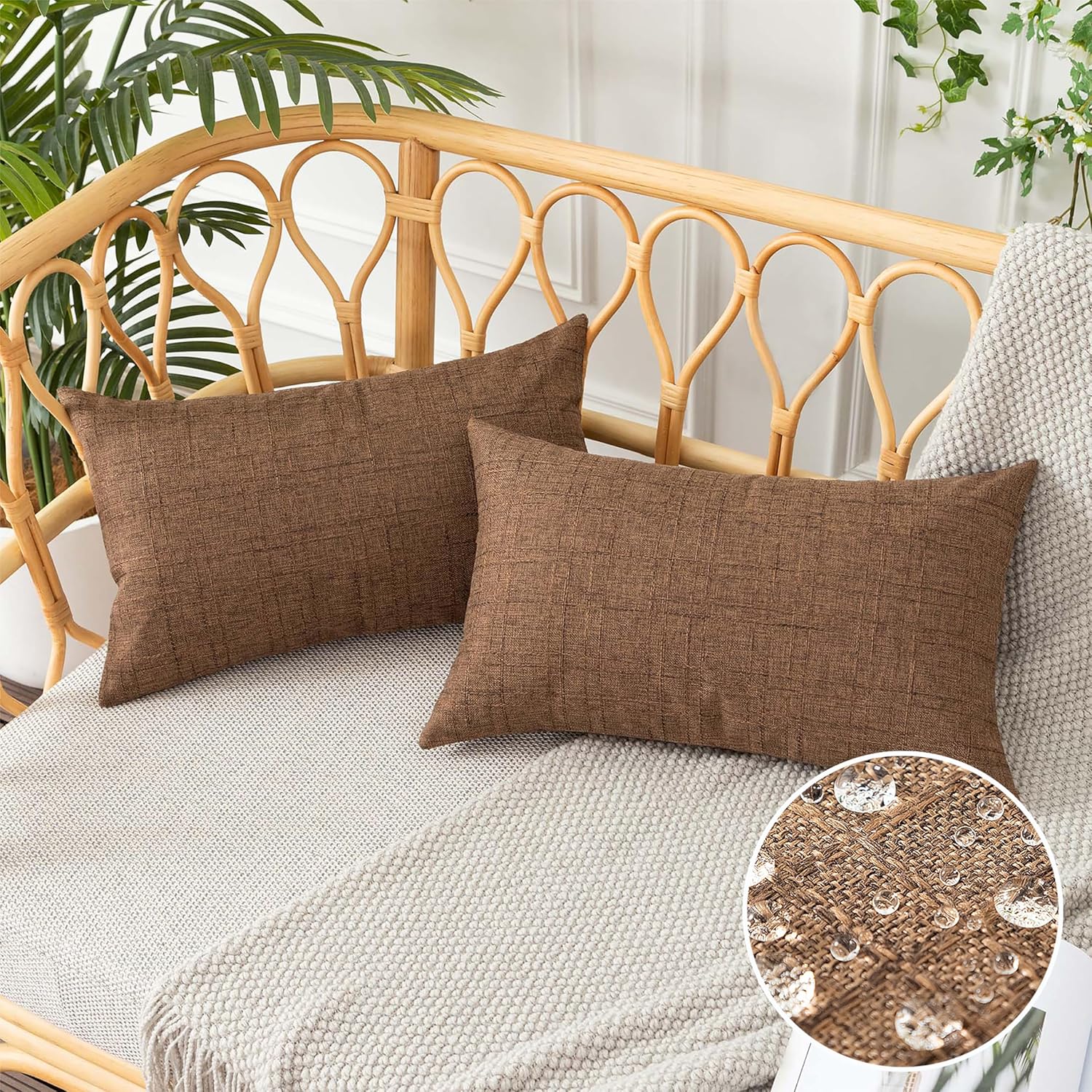 UGASA Outdoor Throw Pillow Covers Pack of 2 Plaid Texture