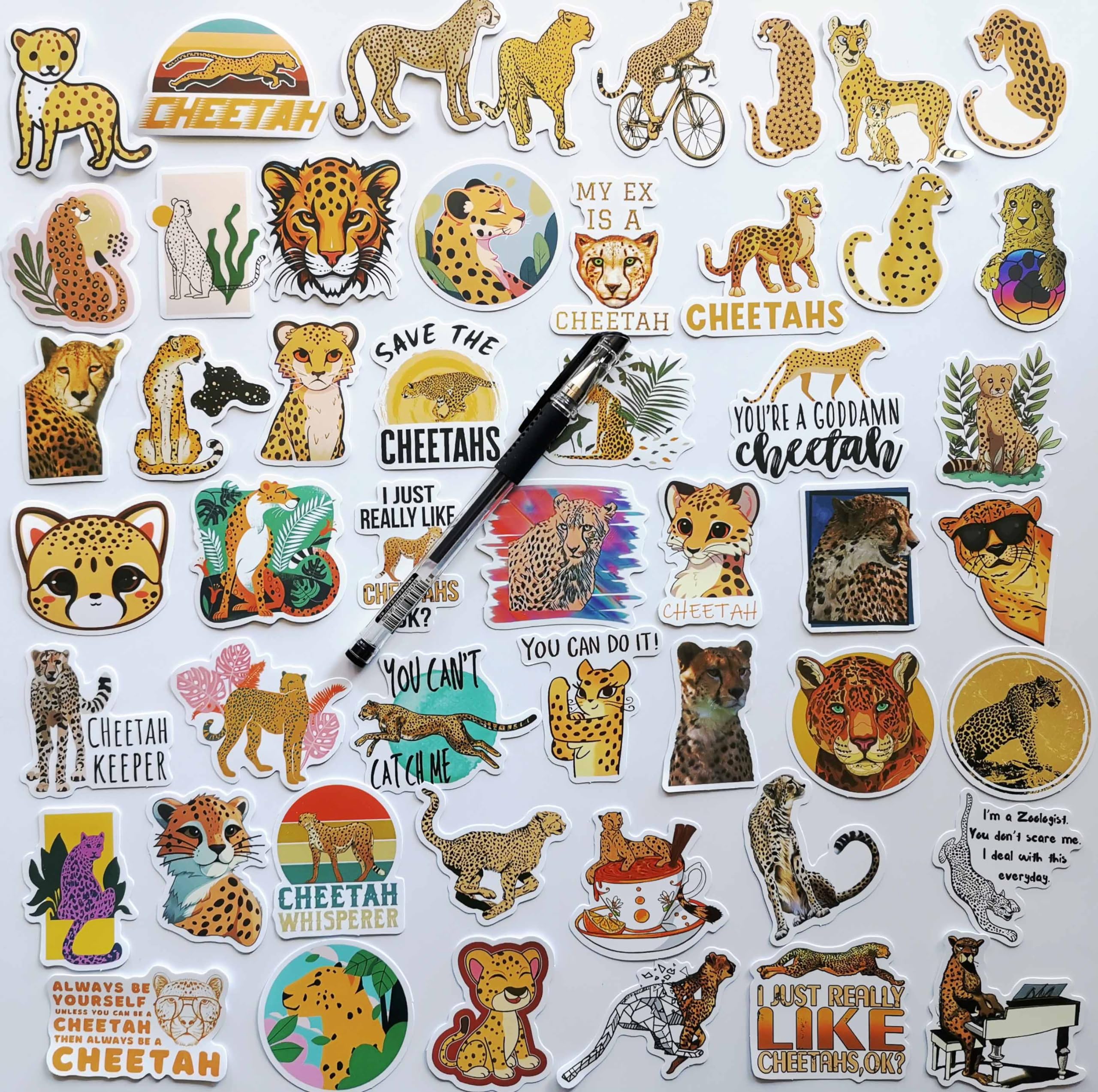 Amazon.co.jp: 50枚 可愛いチーター ステッカー ヒョウ柄デカール