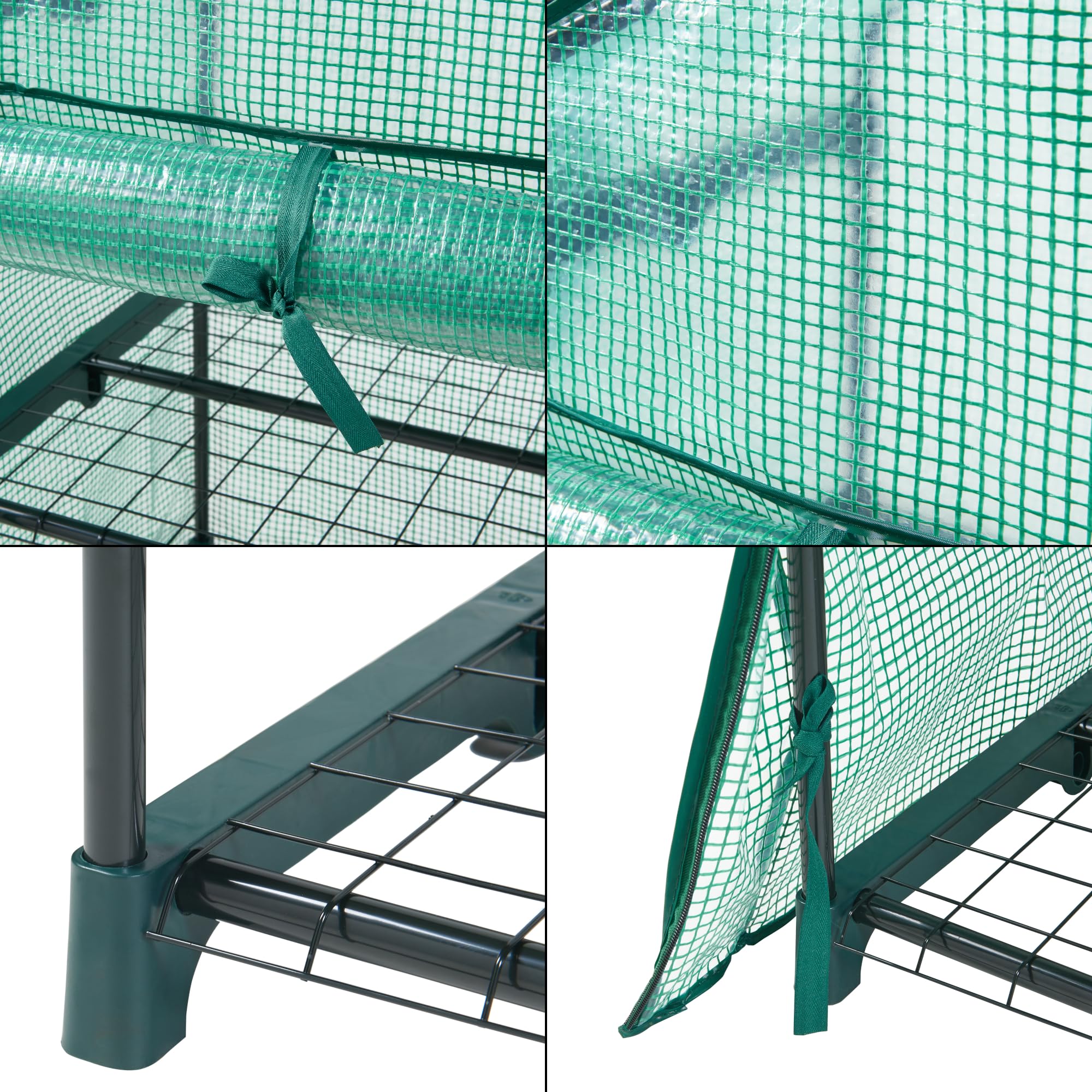 [en.casa] Serra da Giardino Balcone per Coltivazione Piante Scaffale a 4 Piani a Rete Copertura Semitrasparente Apertura a Cerniera Lampo Entrata Avvolgibile 158 x 69 x 49 cm Verde