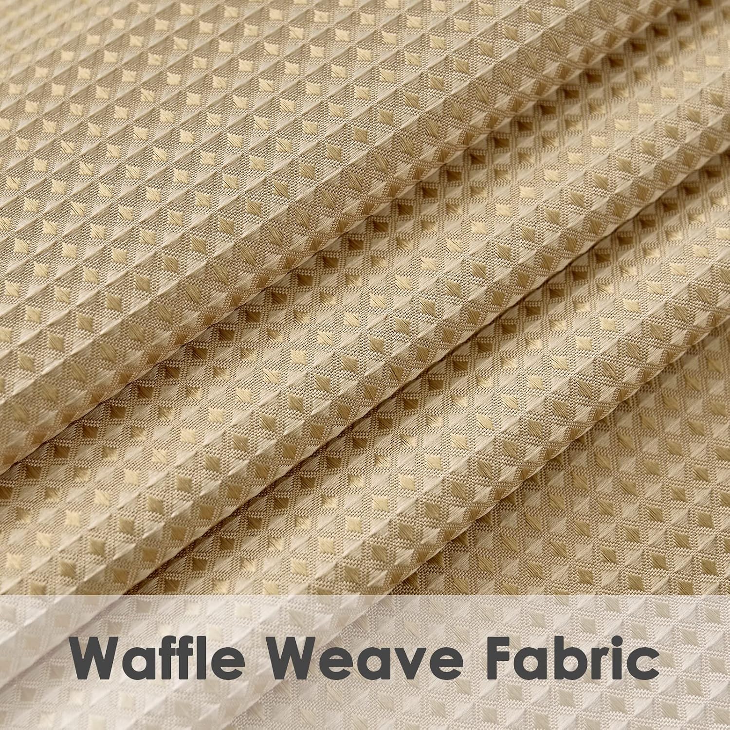 Beda Home-Waffle-Textured-Tier-Curtains for-Small-Kitchen-Window, Water-Repellent-Rod-Pocket-Short-Curtains-for-Bathroom, Taupe, 36 inch x 45 inch, 2 Panels