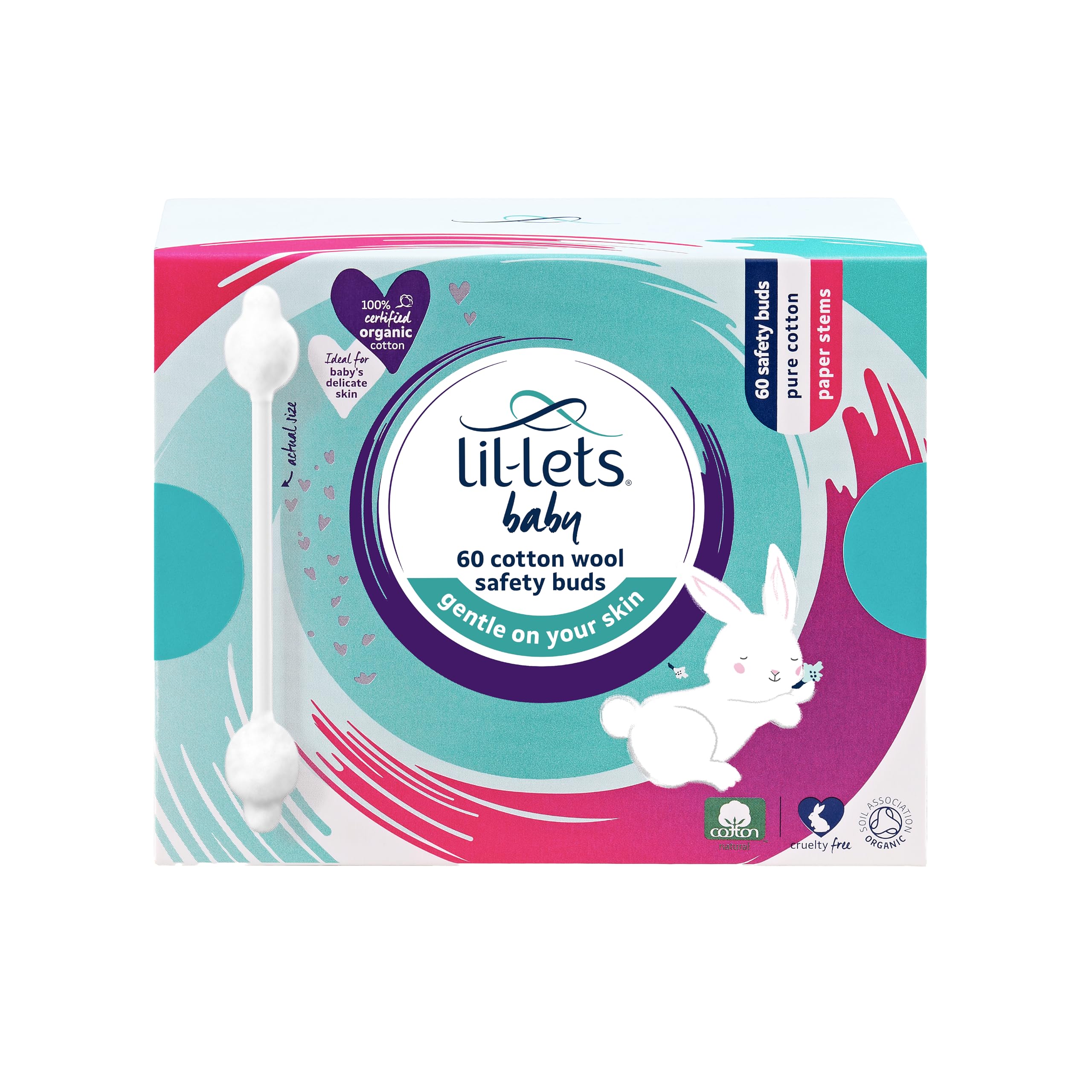 Lil-Lets Baby Cotton Wool Oval Pads, Certified Organic, 100% Pure Cotton Wool, Soft and Absorbent, Gentle on Baby's Delicate Skin, Dermatologically Tested, Ideal for Newborns, Pack of 50 Oval Pads — view 9