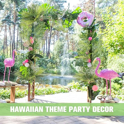 Miniatura 6 de Giegxin Plantas de palmera artificiales, hojas de imitación de palmera, decoración de hojas de palmera falsas, plantas artificiales tropicales para