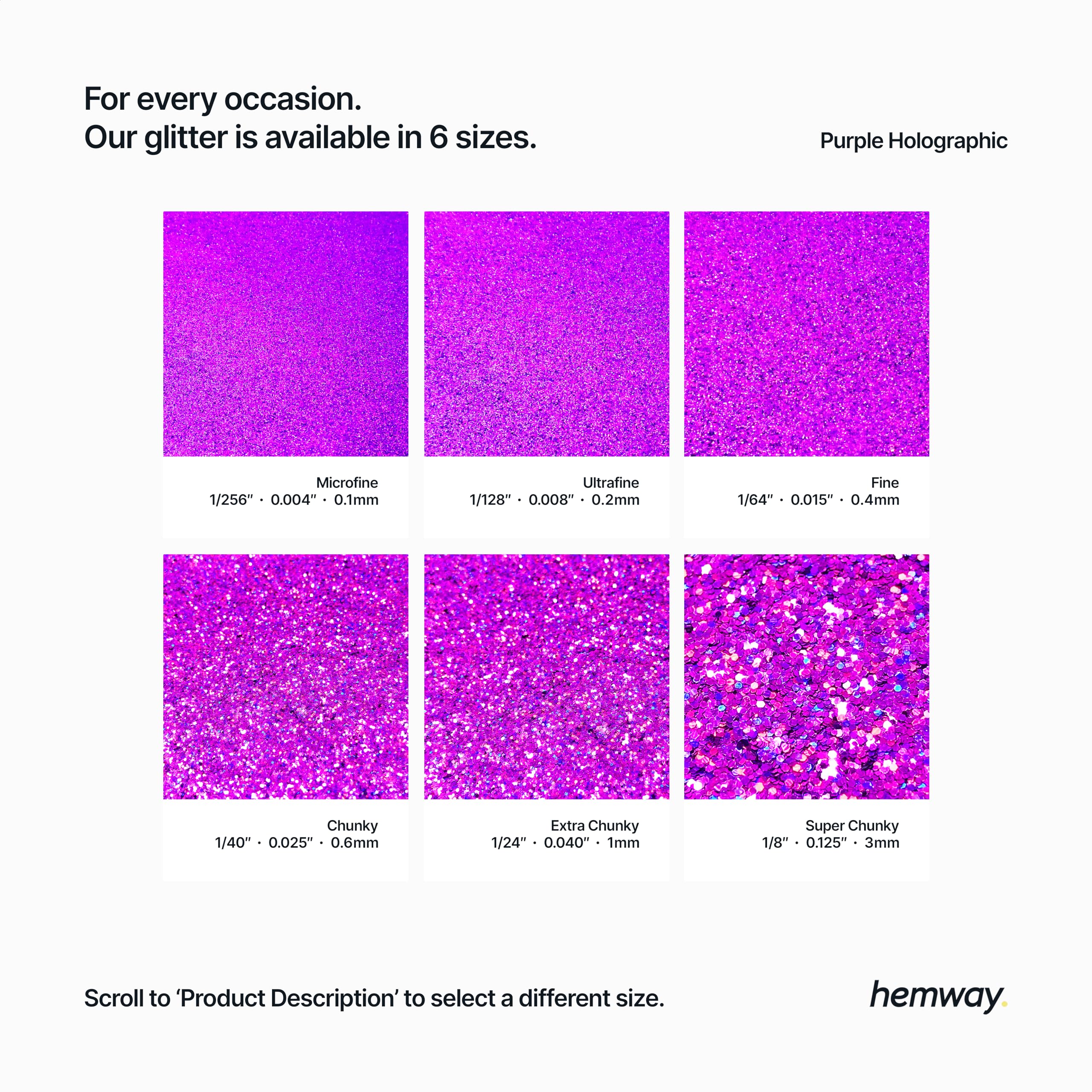 Hemway Glitter Shaker Purple Holographic 110g x2 Pack Super Chunky, Craft Glitter Shakers for Resin & Epoxy Crafts - Image 3