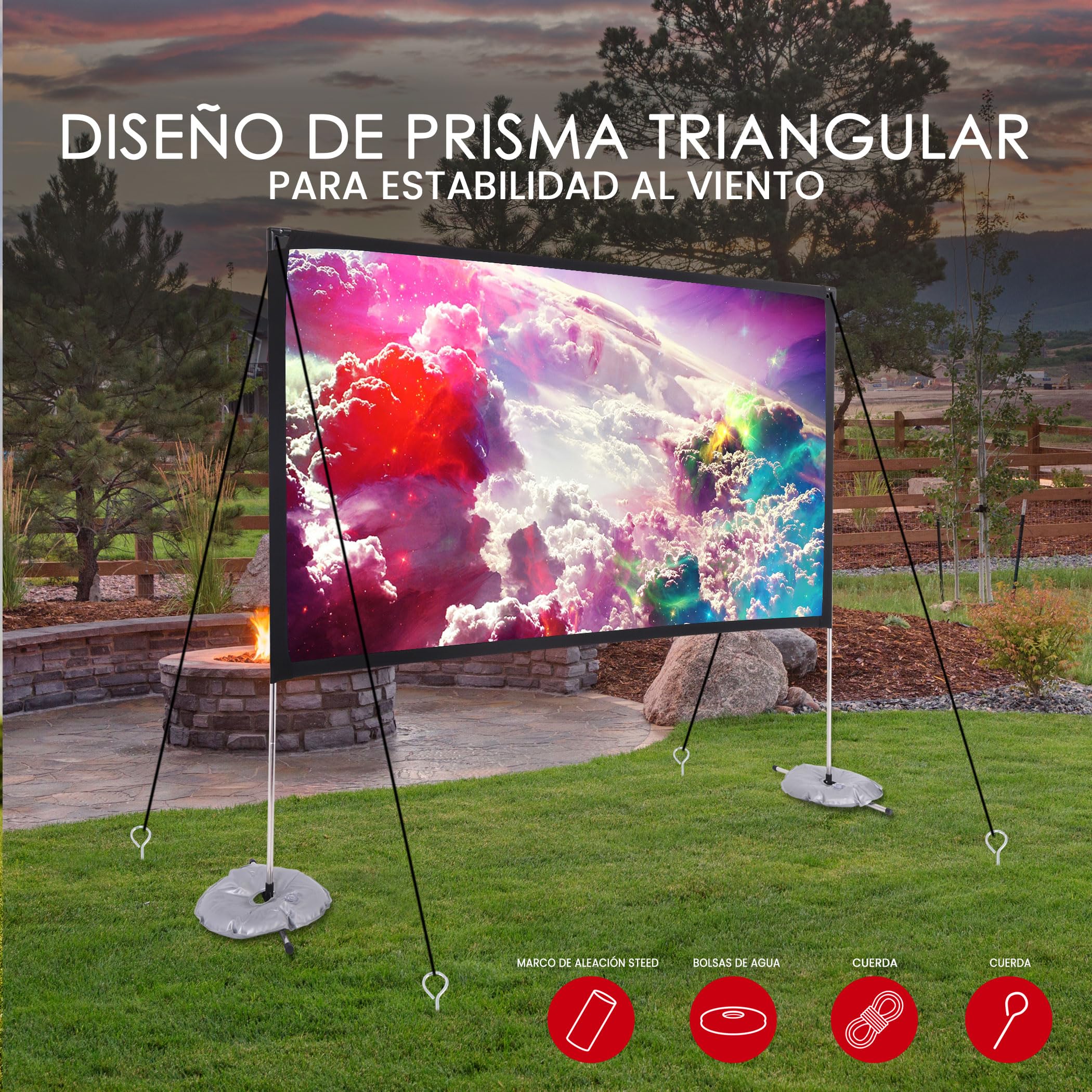 Pyle Pantalla de Proyector 254cm 16:9 HD 4K Portátil Plegable