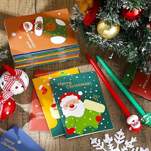 Miniatura 7 de Zonon Mini cuaderno de Navidad, mini bloc de notas de Navidad, cuaderno de bolsillo con temática de Navidad, muñeco de nieve, Papá Noel, cuaderno