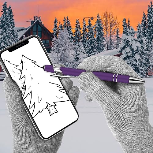 Miniatura 4 de Tenare 12 bolígrafos de metal 2 en 1 con punta de lápiz capacitivo, bolígrafo de tinta negra de 0.039 pulgadas para pantallas táctiles (morado y