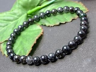 [hinryo] 50935 5mm A ブラック ルチル クォーツ 針水晶 ブレスレット 内径16cm ポーチ付き ブラジル産 天然石 パワーストーン