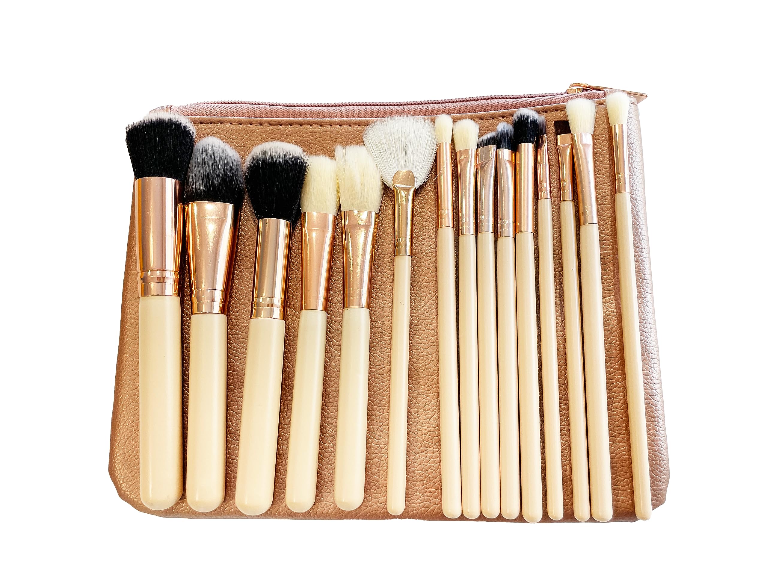 Luxury 15 Pcs Makeup Brush Set with Portable Bag Kit Foundation Eyeshadow Lip Nose