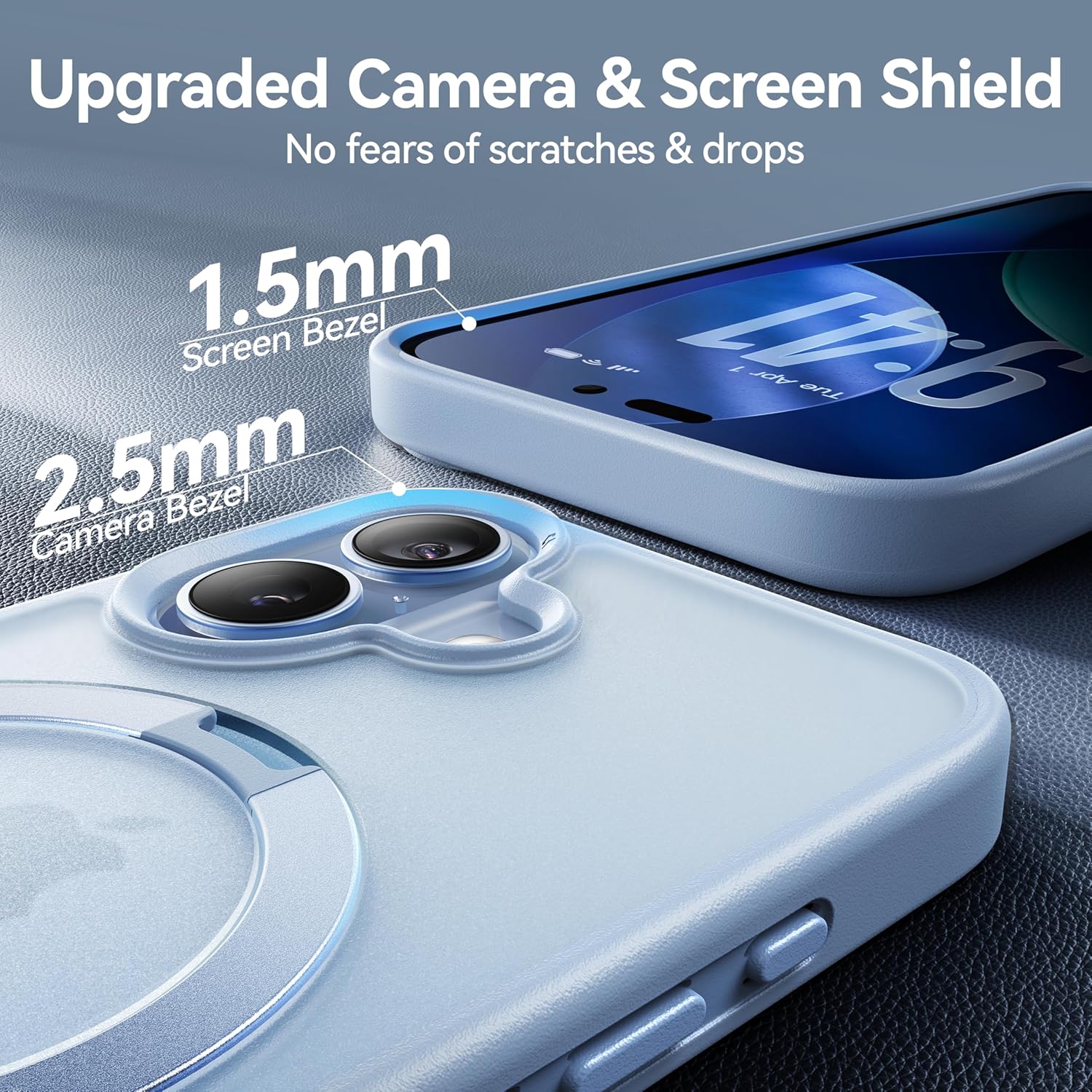 CASEKOO Ultra-Magnetic Stand for iPhone 17 Case [Military Droptection] [Compatible with MagSafe] Shockproof Translucent Matte Slim Ring Holder Casefor iPhone 17 Slim Phone Cover 6.3, Light Blue