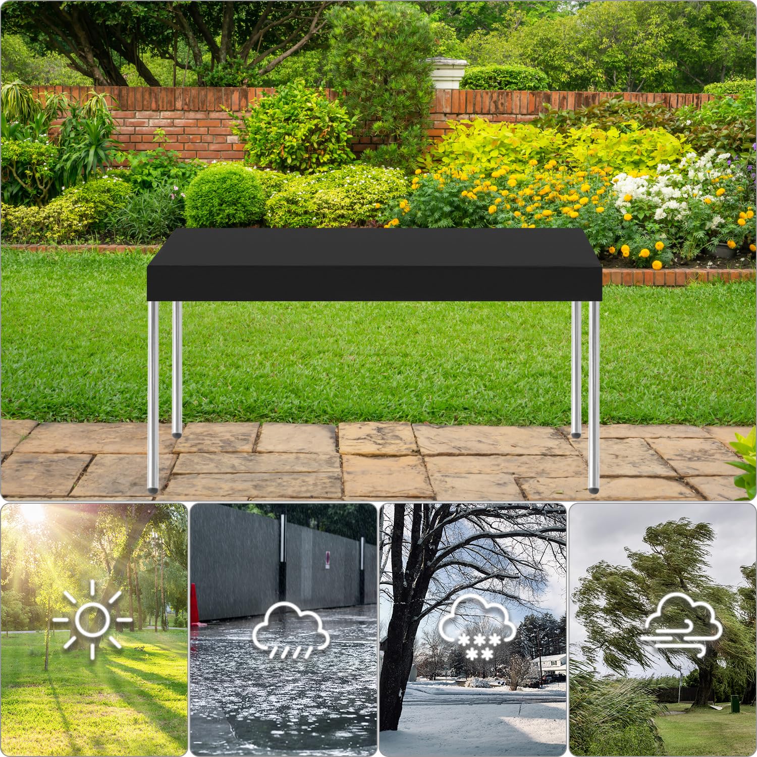 Pokrowiec na meble ogrodowe QWORK® 180x100x15cm na stół - wodoodporny i odporny na promieniowanie UV pokrowiec ochronny wykonany z tkaniny Oxford 420D