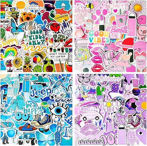 200 piezas de calcomanías de verano para niños, paquetes de calcomanías de vinilo estético para botellas de agua, laptop, computadora, monopatín,
