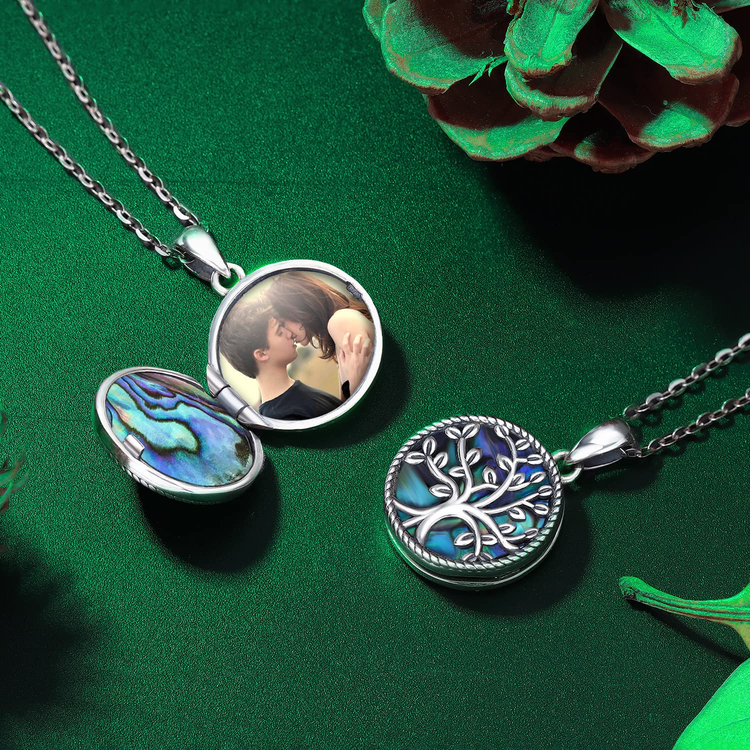 Ciondolo Portafoto in Argento Sterling 925, Collana Ciondolo Albero Della Vita Donna Medaglione Foto, Collana Portafoto Personalizzata Regali di Gioielli per Donne Ragazze Mamma