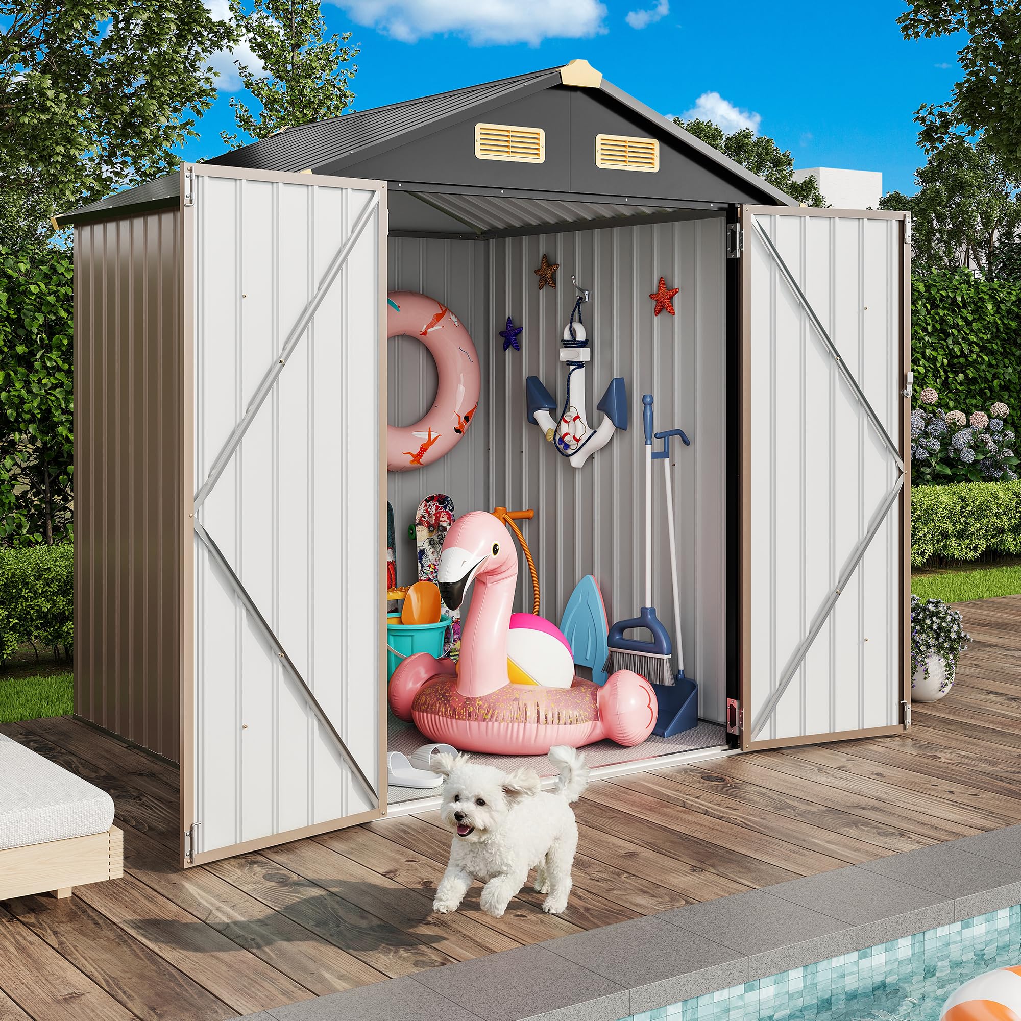 Amazon.com : IRONCK 5.7x5.7FT Outdoor Storage Shed, Metal Garden