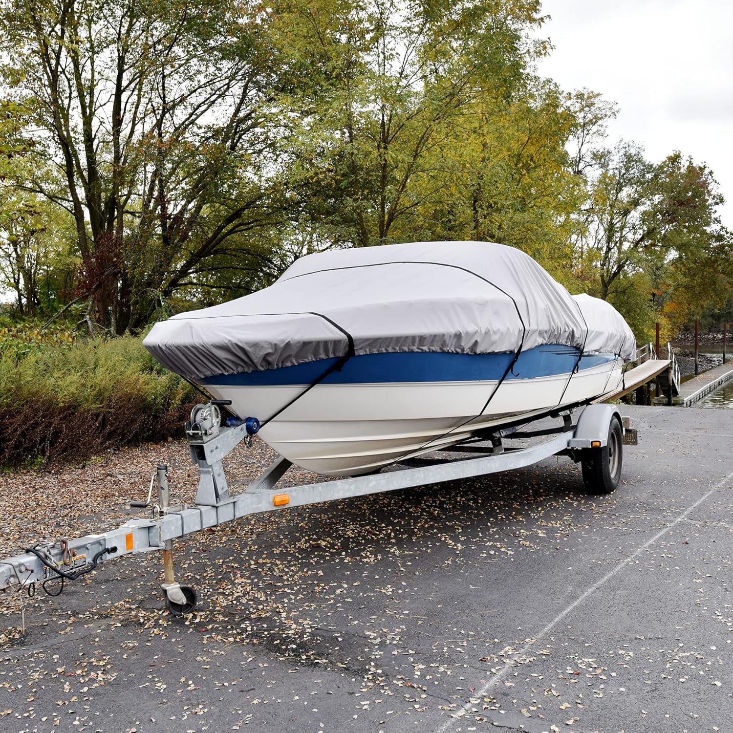 Budge BM-601-X6 600 Denier V-Hull Runabout Mooring Boat Cover Gray 20'-22' Long (Beam Width Up to 106") Waterproof, UV Resistant