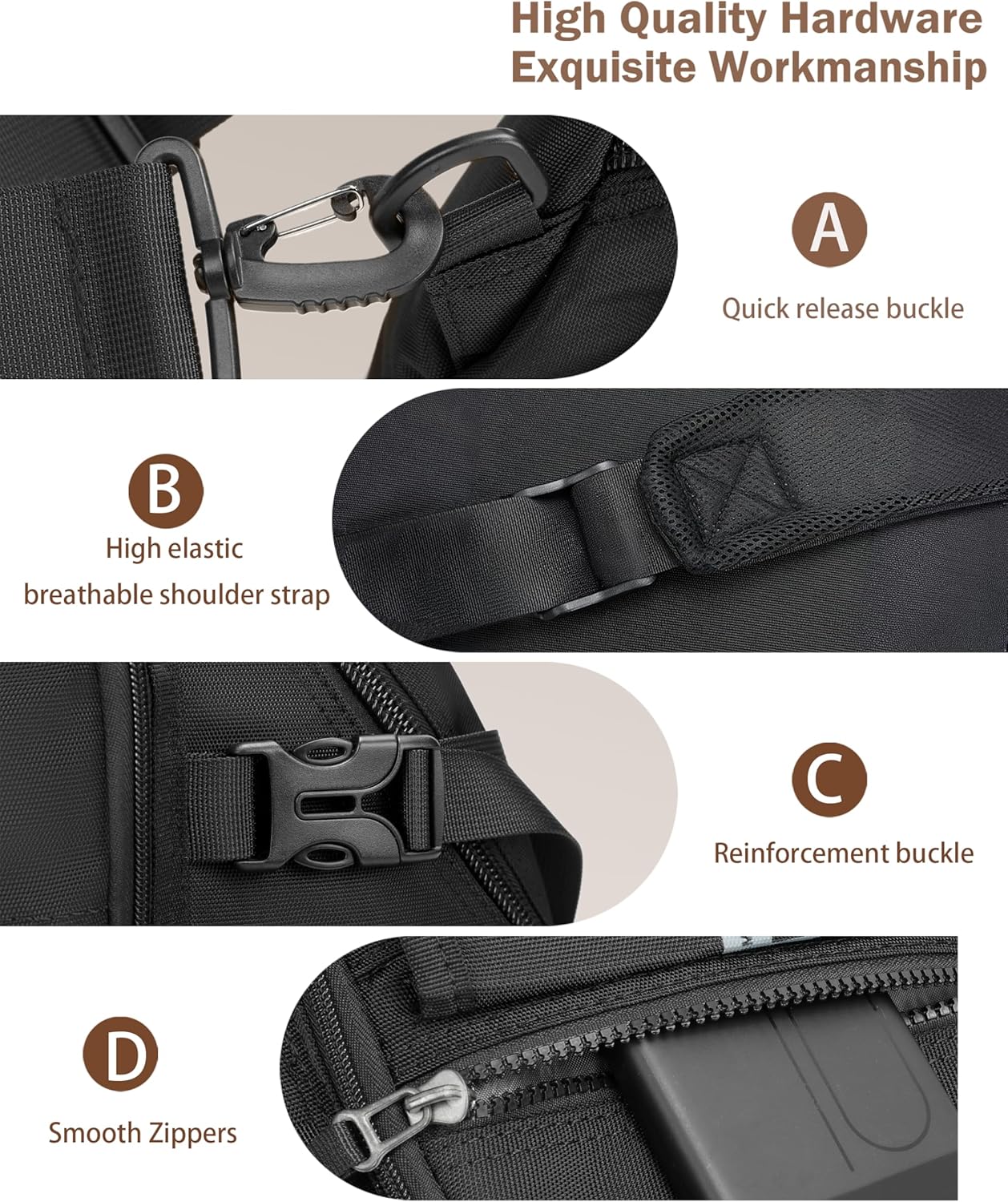 Large Sling Backpack, Sling Chest Bag Shoulder Crossbody Daypacks Fits 14.1-Inch Laptop for Travel Outdoor Men Women - Image 4