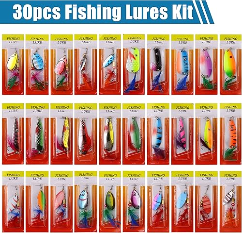 Miniatura 9 de Fishing Lures Kit Trout Lures Rooster Bait Tail Lures Spinner Baits Spoon Lures Hard Baits Crankbaits Topwater Lures Fishing Lures for Bass Trout