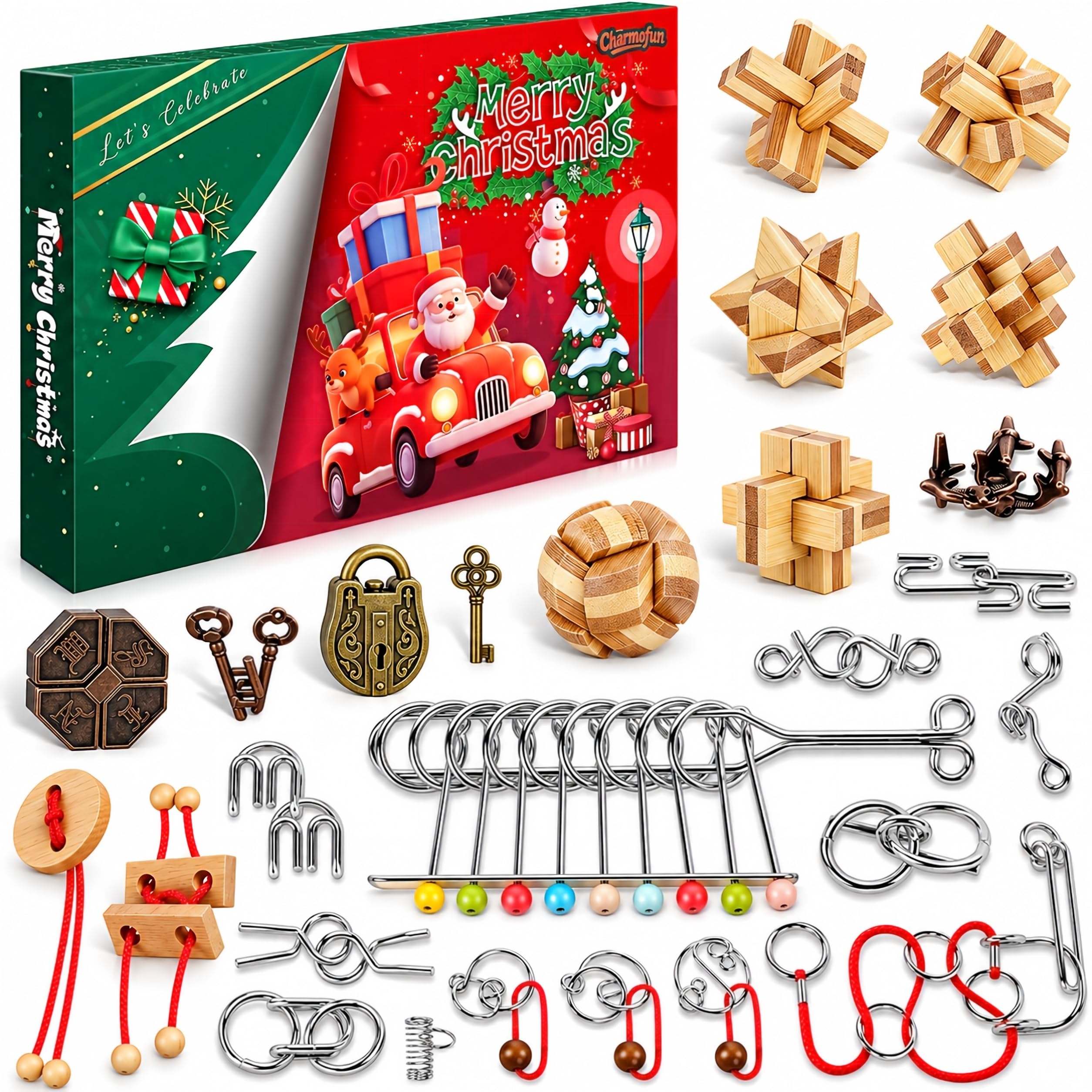 FORMIZON Calendario Avvento 2026 Rompicapo, 24 Giochi Metallo Legno | 24 Sorprese Nascoste Ogni Giorno, 16 Sfide In Metallo e 8 Enigmi In Legno, Regalo Natale per Bambini Ragazzi Adulti