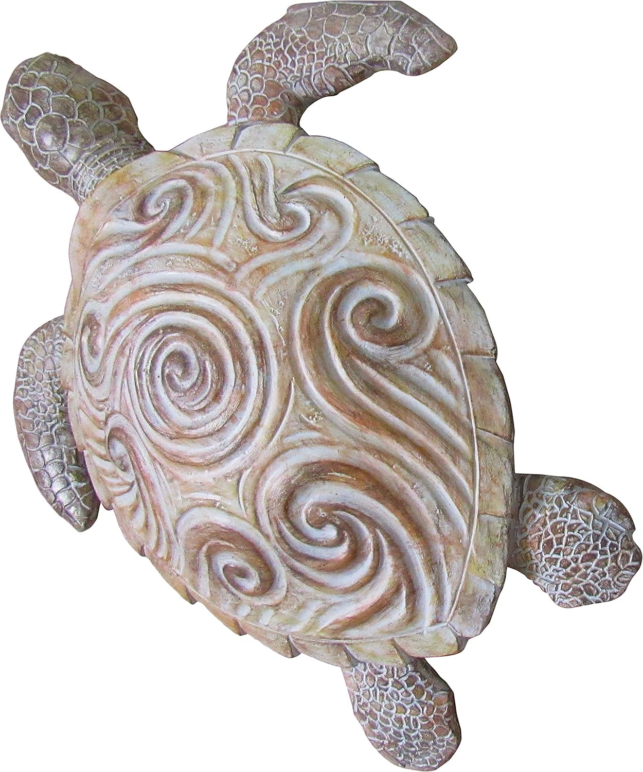 World of Wonders - Ocean Harmony Series - Bermuda - Elegant Sea Turtle Wall Decor Hand-Painted Easy Mount Beach House Shabby Chic Life Marine Life Nautical Home Decor Accent, 13-inch