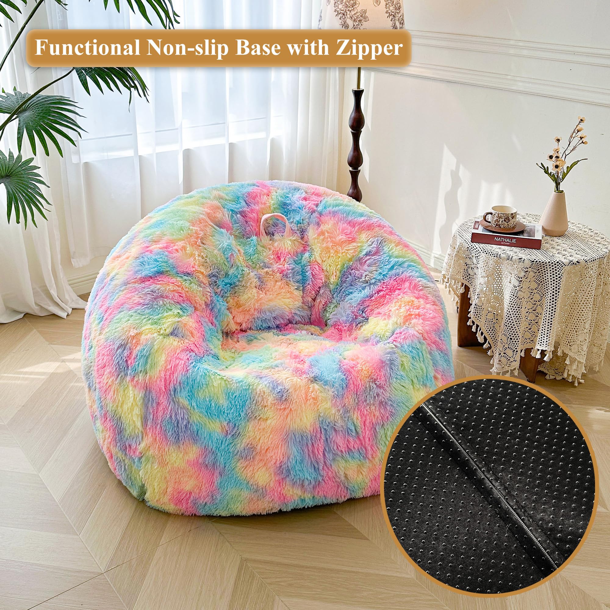 XeGe 5FT Giant Fluffy Bean Bag Chair Cover(No Filler) - Image 4