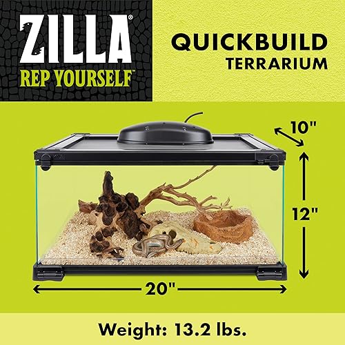 Miniatura 3 de Zilla QuickBuild - Hábitat de terrario de vidrio para reptiles de 10 galones con bandeja de ropa de cama para geckos, serpientes, lagartos, ranas,