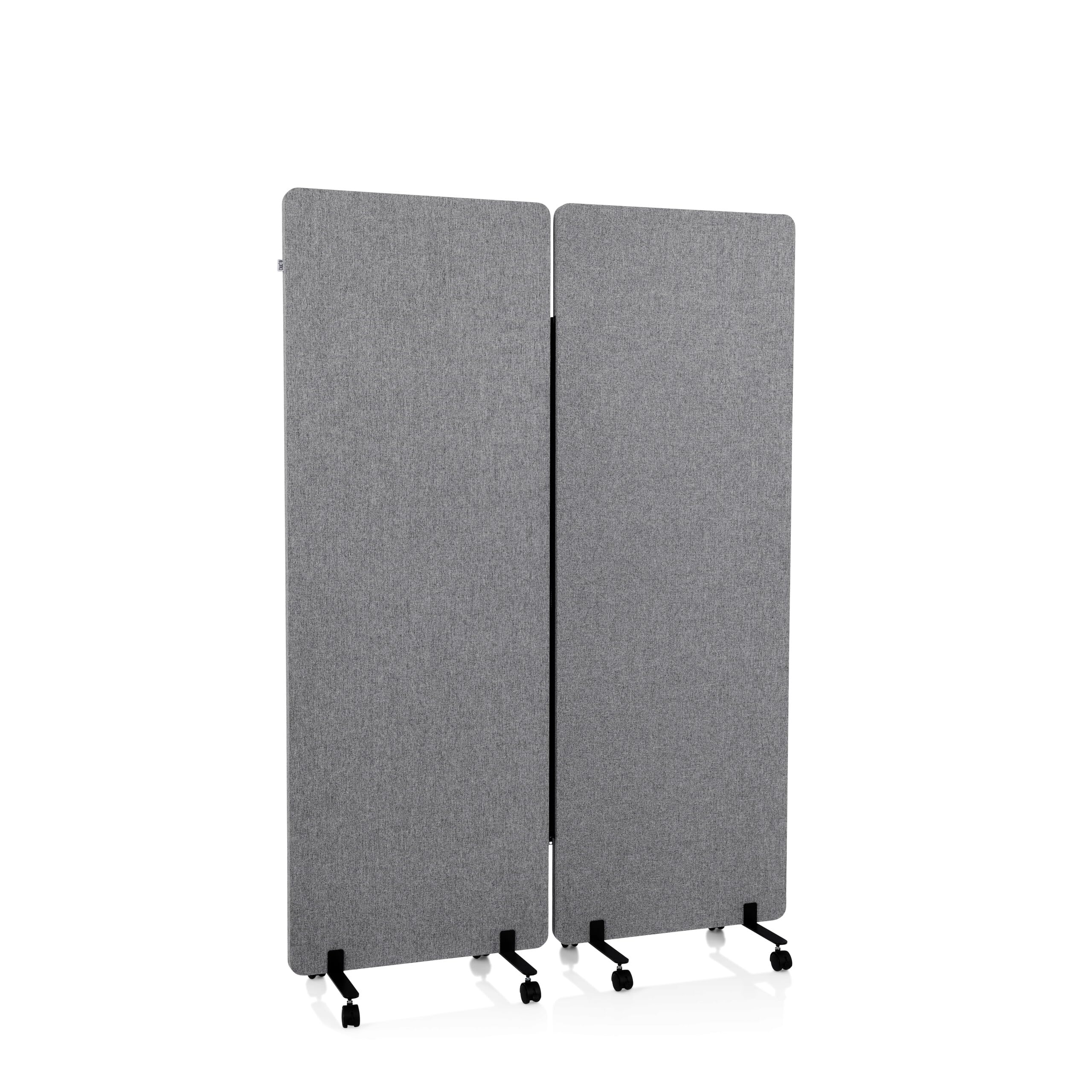 hjh OFFICE Mobile Akustik Trennwand 2er Set 177 x 60 cm FLEXMIUT Stoff Dunkelgrau Raumteiler mit Rollen & Gleiter 891006