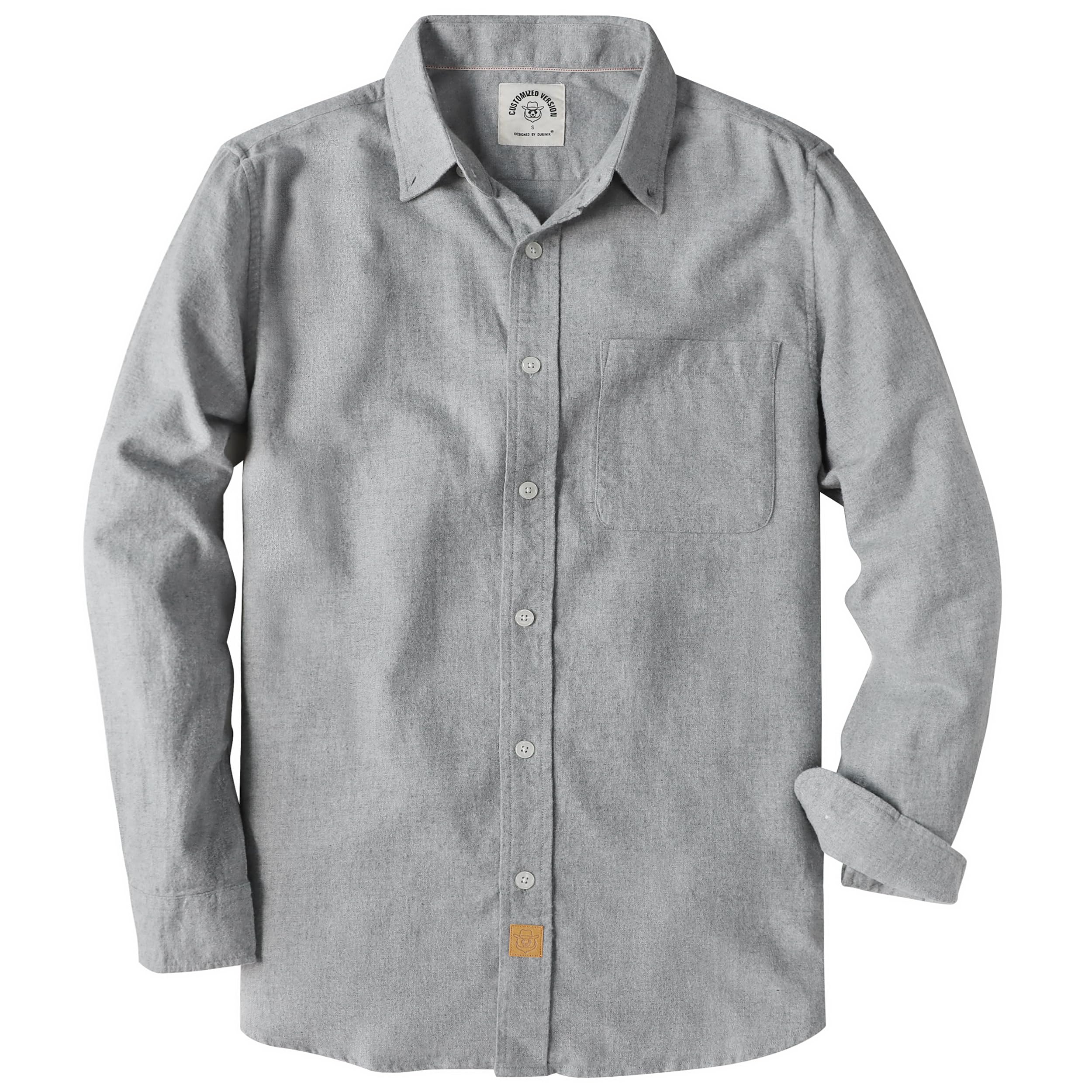 Dubinik® 6 oz Men's Flannel Shirt,Checked Button-Down Outdoor Cotton Casual Shirts,Flanellhemden Herren Langarm