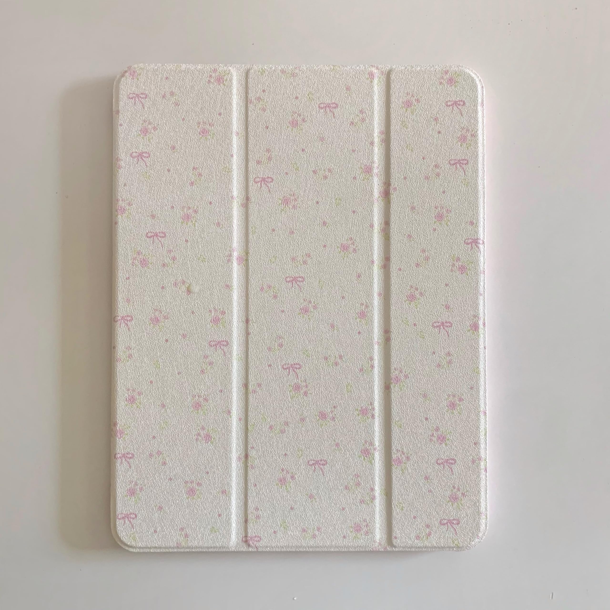 Hard PU Leather Mirror Back Folio Case with Triple Adjustable Kickstand for Apple Flowers Floral Pink Light Color Refreshing Chic Delicate Girls (for iPad Pro 12.9-inch 3rd Generation 2018)