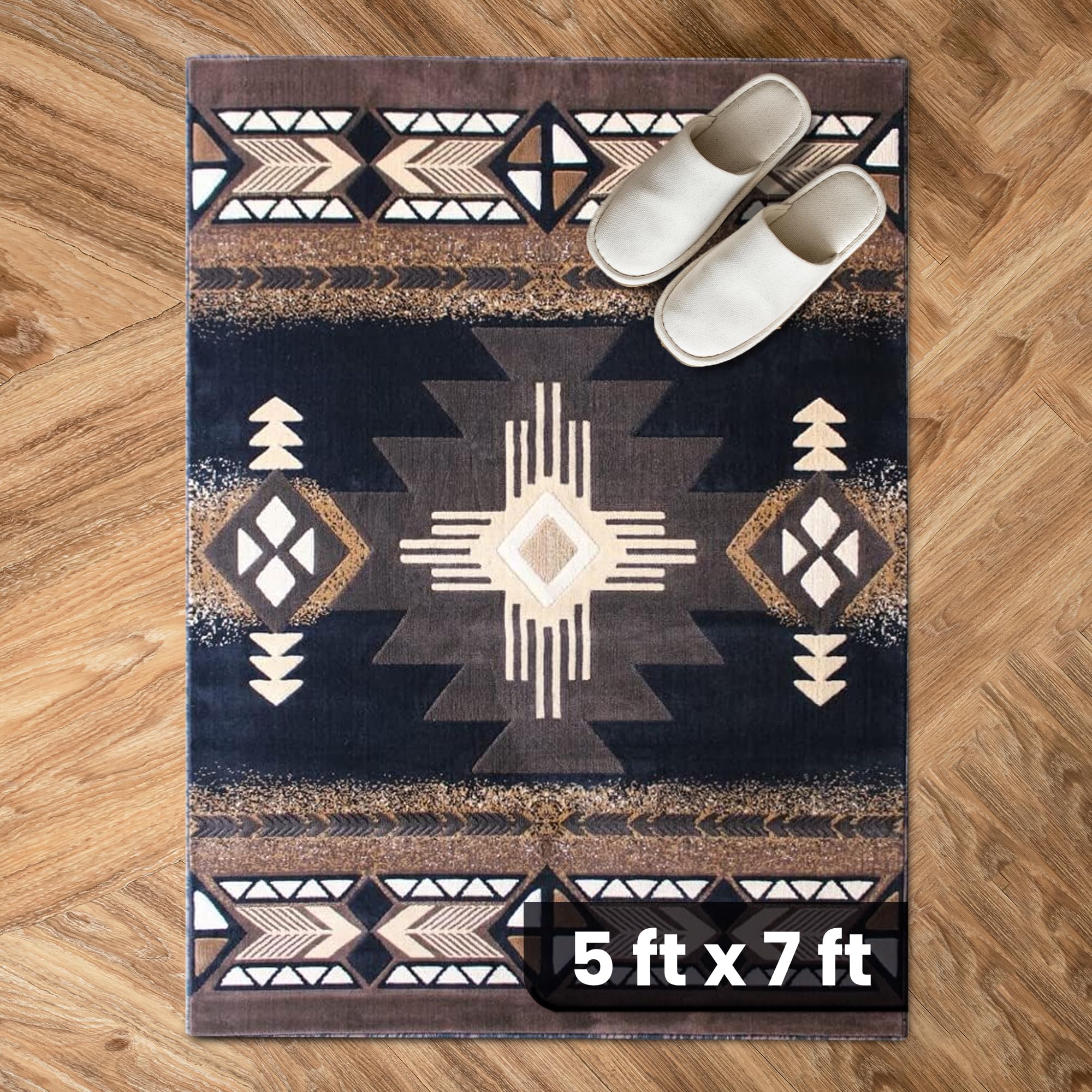 YHSF South West Native American Area Rug C318 - Easy Clean, Thick, Soft, Durable Native Tribal American Indian Inspired Rug for Bedroom/Living Room