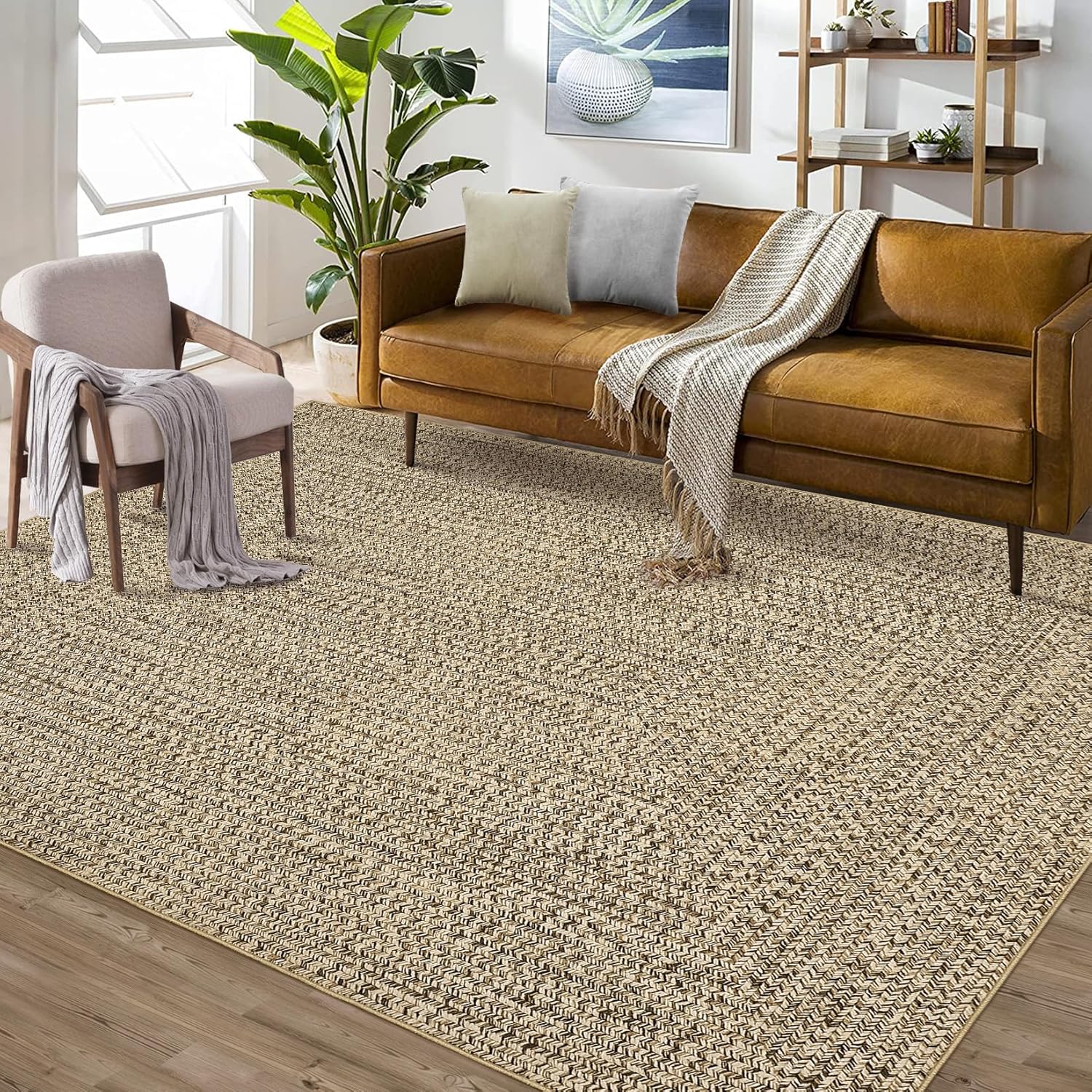 LUXLOOM Washable Area Rug 9 x 12 Rug for Living Room Modern