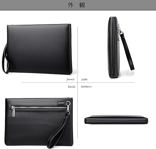 Miniatura 3 de FSD.WG Bolso de mano para hombre, bolso de mano grande de 12 pulgadas, cartera de embrague grande