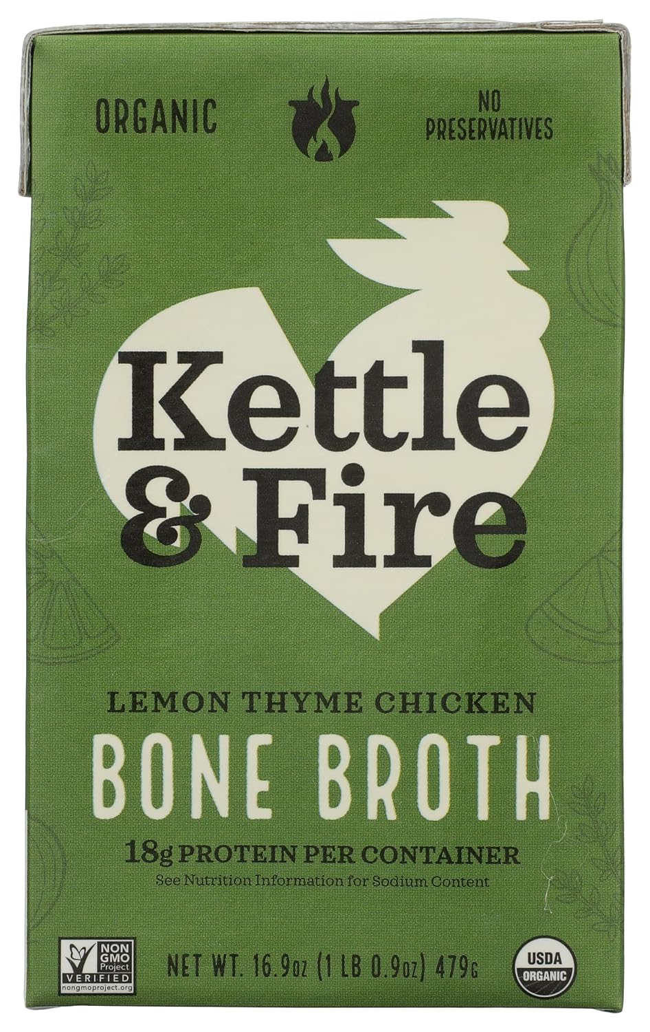 Kettle & Fire Organic Lemon Thyme Chicken Bone Broth, 16.9 OZ