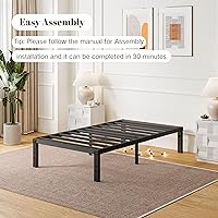 Vista 5 de ZIYOO Twin Bed Frames with Heavy Duty Steel Slat, 14 Inches Platform Bed Frame, Non-Slip Design, No Box Spring Needed, Easy Assembly, Quiet Noise
