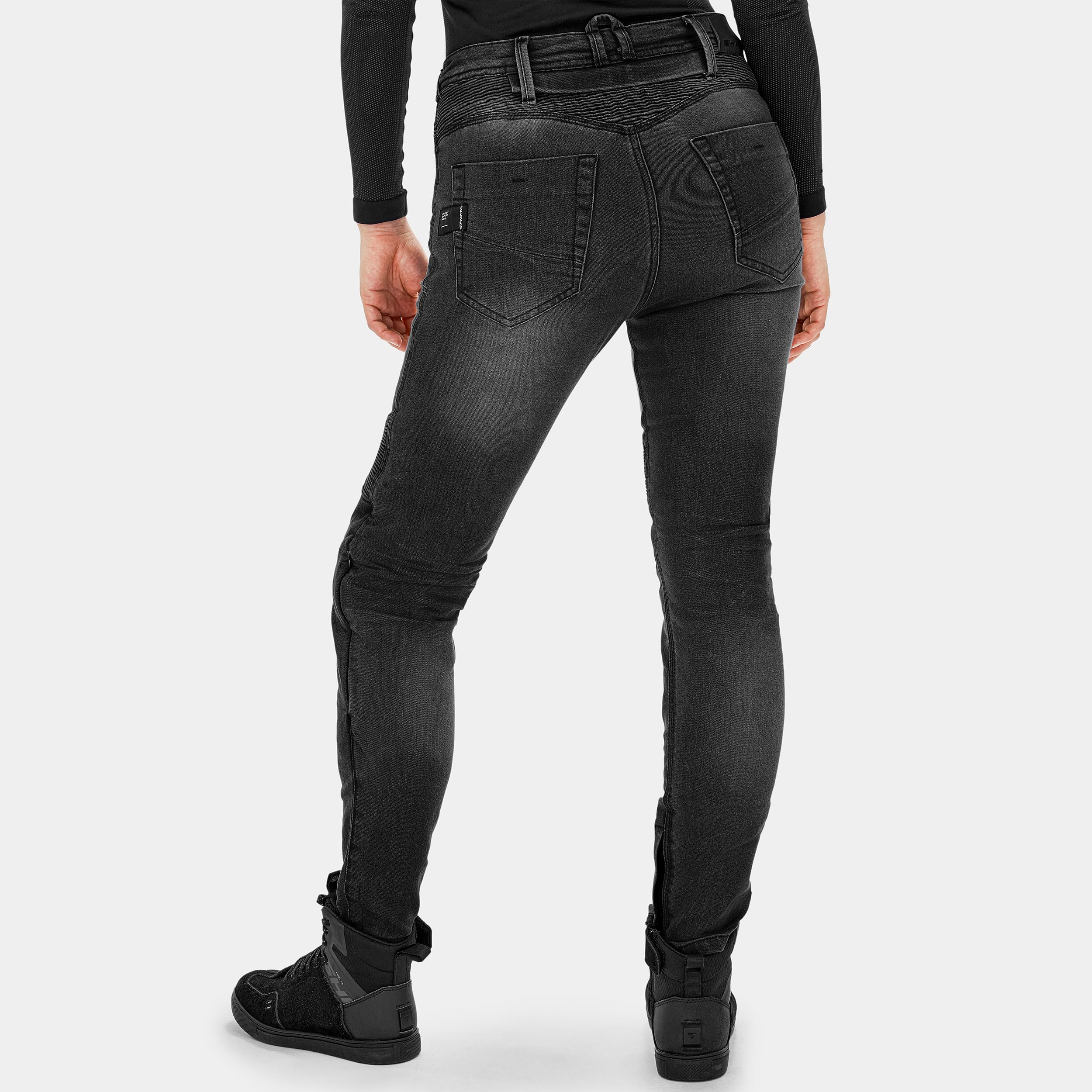 SHIMA Zenith Motorrad Jeans Damen mit Protektoren GFLEXX Knieprotektoren Motorradhose Kurzgrößen Hosen für die Frau Protektorenhose Textilhose Urban Stretch Jeanshose Lang (Frauen, Schwarz, 30/30)