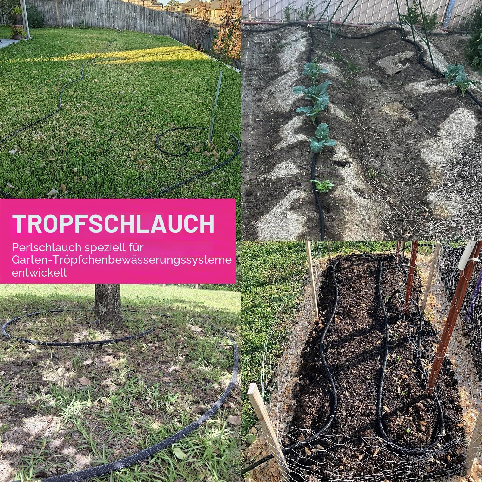 AIODE Tropfschlauch-Set, Tropfbewässerungssystem, Tropfschlauch-Set, auslaufendes Rohr, poröser Schlauch für Gartenbeete, Gemüse und Rasen (30 m)