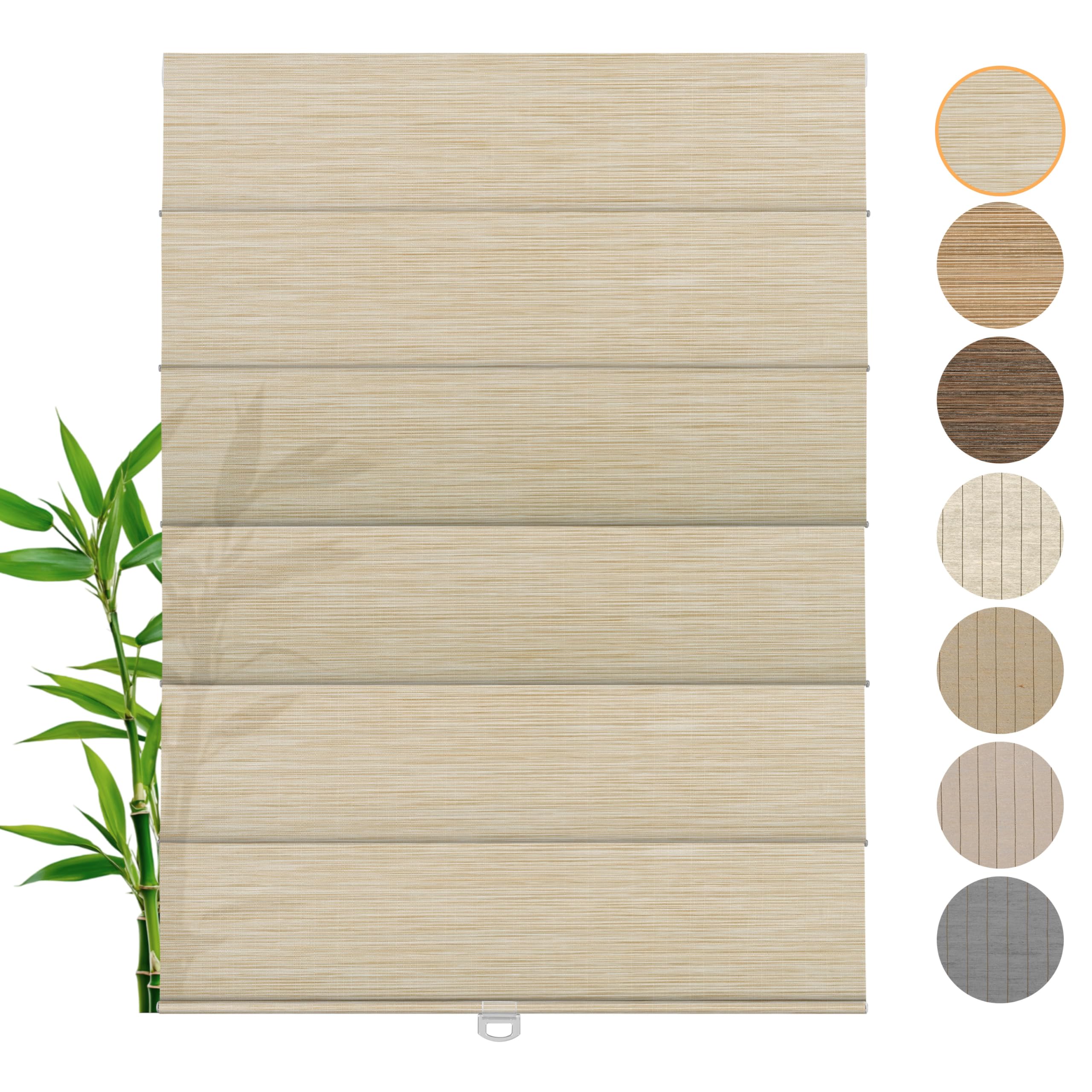 Natural Woven Roman Shades 29"W x 64"H
