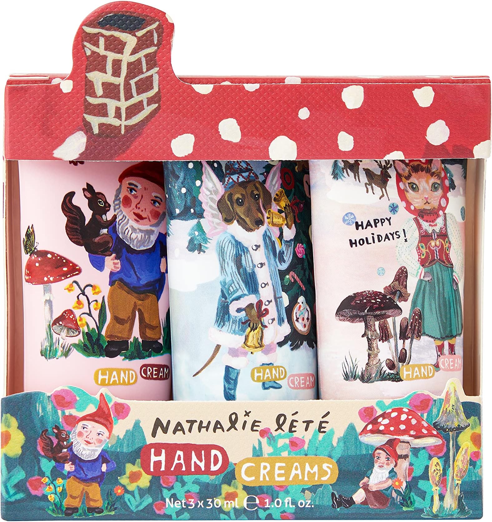 Vintage & Co Beauty X Nathalie Lete Christmas-Hand Cream Trio 3 x 30ml - Nourishing Hand Cream Set, 3 Delightful Scents for Your Skincare Routine! Moisturizing Trio, Gift-Worthy Packaging