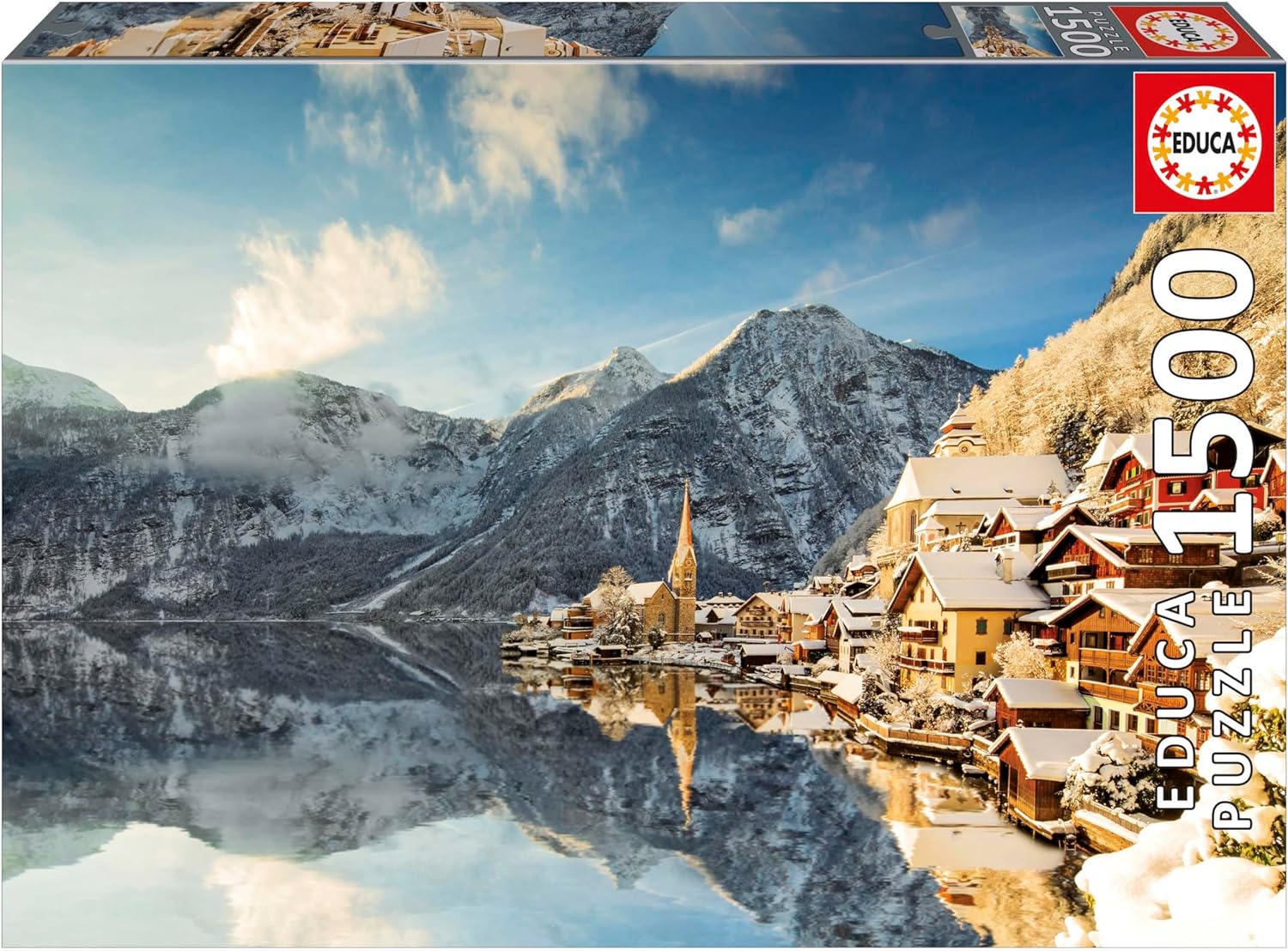 Educa - 1500 Piece Jigsaw Puzzle for Adults | Winter at Hallstatt. Includes Glue Fix Puzzle. Measures 85 x 60 cm. from 14 Years Old (20284)