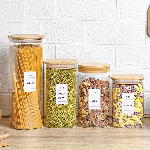 Miniatura 6 de Vtopmart Recipientes de vidrio de almacenamiento de alimentos de 81 onzas, juego de 3 tarros grandes para alimentos con tapas herméticas de madera