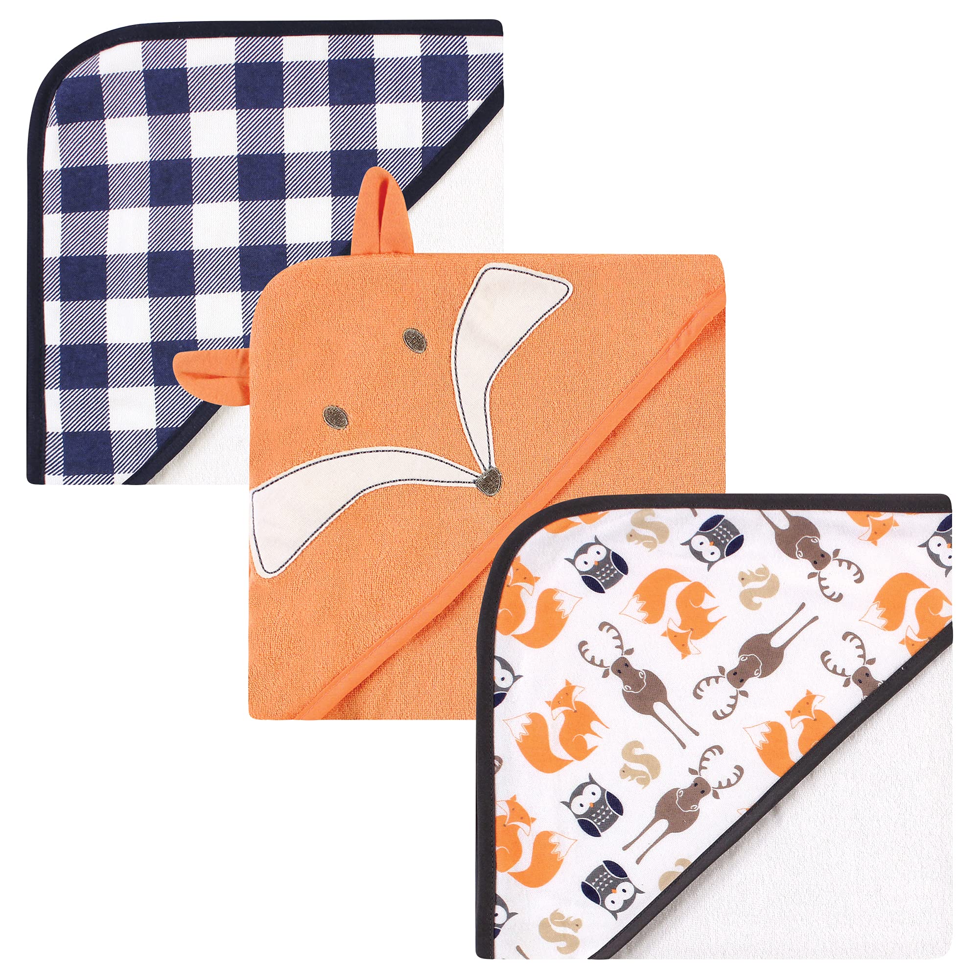 Hudson Baby Unisex Baby Cotton Rich Hooded Towels, Fox, One Size