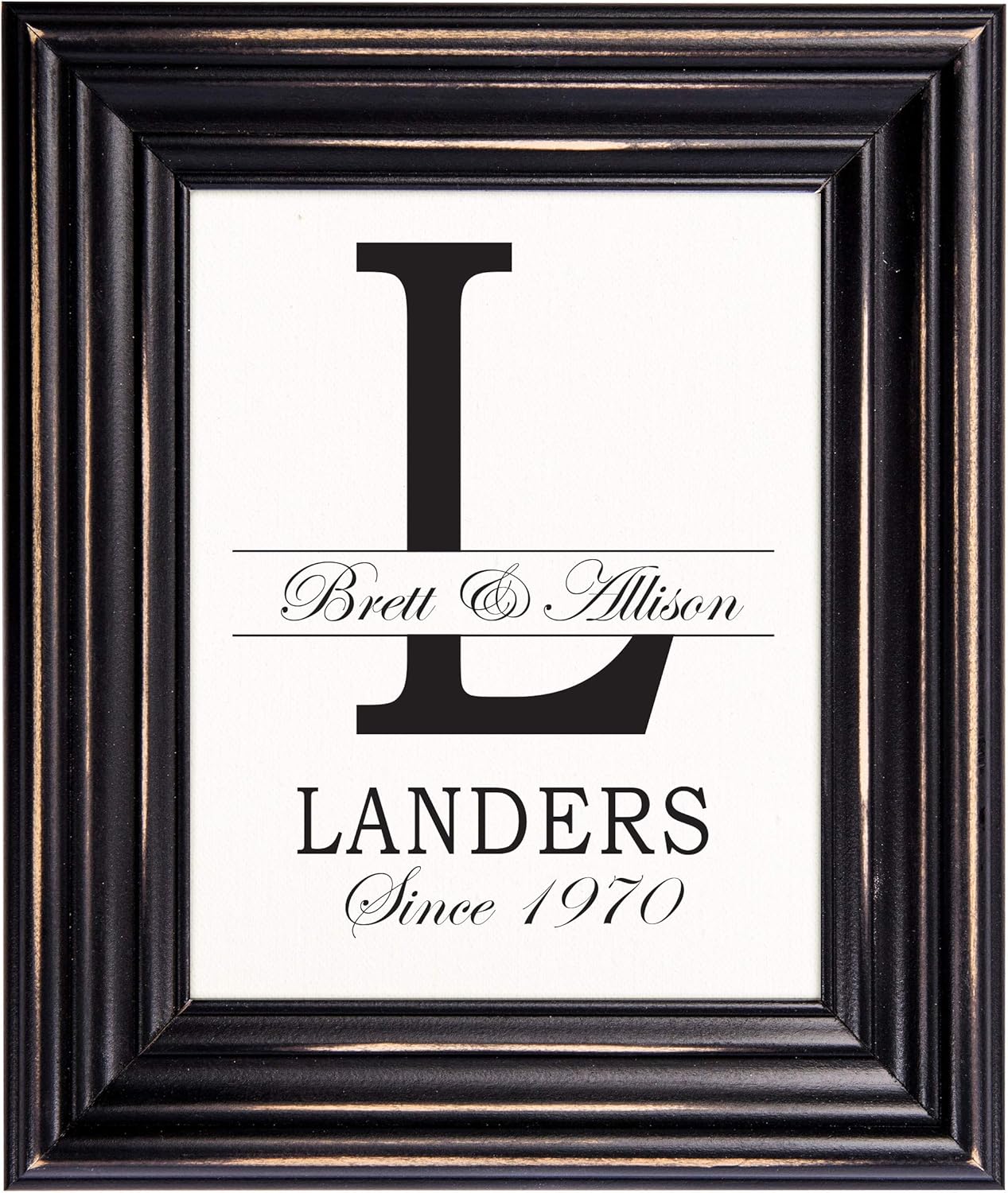 Lifesong Milestones Personalized Wall Hanging Family Monogram Photo Frame “L” - Established Date Family Name Signs for Home Decor-Family Initial Wall Decoration for living room kitchen 15”x18” (Brown)