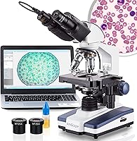 AmScope B120C LED Binocular Compound Microscope 40X-2500X with 5MP USB Camera & Siedentopf Head for Students & Labs